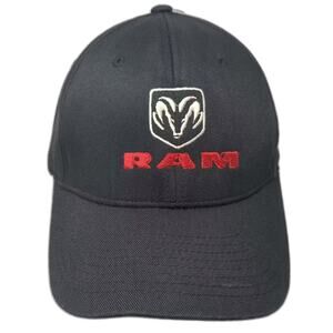 Flexfit Baseball Cap Black Red Fitted One Size Embroidered RAM Truck Logo Hat